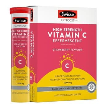 Swisse Vitamin C 1000mg Effervescent Tablets Strawberry Flavor 60 Tablets Swisse Vitamin C 1000mg Effervescent Tablets Strawberry Flavor 60 Tablets