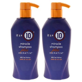 It's A 10 Miracle Shampoo Plus Keratin by Its A 10 for Unisex 10 oz Shampoo Pack of 2 Fixed Size It's A 10 Miracle Shampoo Plus Keratin by Its A 10 for Unisex 10 oz Shampoo Pack of 2 Fixed Size