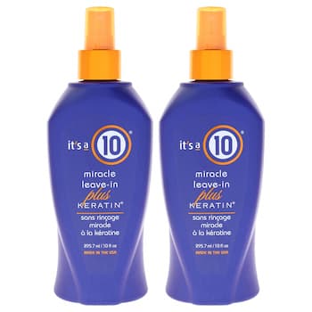 It's A 10 Miracle Leave In Plus Keratin by Its A 10 for Unisex 10 oz Hair Spray Pack of 2 Fixed Size It's A 10 Miracle Leave In Plus Keratin by Its A 10 for Unisex 10 oz Hair Spray Pack of 2 Fixed Size