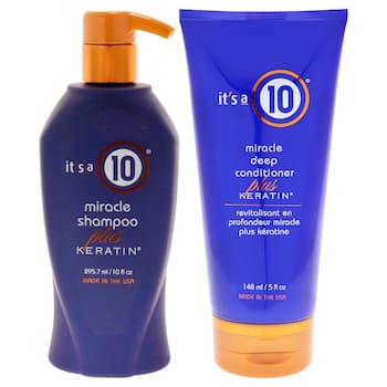 It's A 10 Its A 10 Kit by Its A 10 for Unisex 2 Pc Kit 10oz Miracle Shampoo Plus Keratin, 5oz Miracle Deep Conditioner Plus Kerat Fixed Size It's A 10 Its A 10 Kit by Its A 10 for Unisex 2 Pc Kit 10oz Miracle Shampoo Plus Keratin, 5oz Miracle Deep Conditioner Plus Kerat Fixed Size