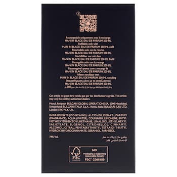 Bvlgari Bvlgari Man In Black by Bvlgari for Men 3.4 oz EDP Spray (Refillable) 3.4 oz Bvlgari Bvlgari Man In Black by Bvlgari for Men 3.4 oz EDP Spray (Refillable) 3.4 oz