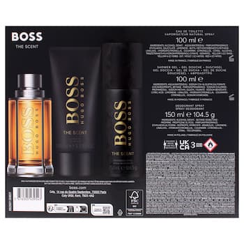 Hugo Boss Boss The Scent by Hugo Boss for Men 3 Pc Gift Set 3.3oz EDT Spray, 3.3oz Shower Gel, 5oz Deodorant Spray 3 Pc Gift Set Hugo Boss Boss The Scent by Hugo Boss for Men 3 Pc Gift Set 3.3oz EDT Spray, 3.3oz Shower Gel, 5oz Deodorant Spray 3 Pc Gift Set