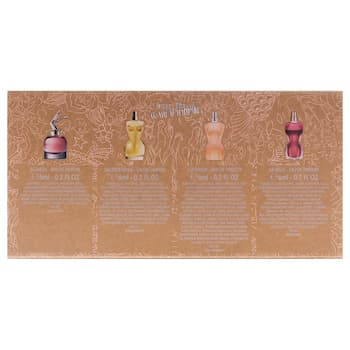 Jean Paul Gaultier Miniatures Set by Jean Paul Gaultier for Women 4 Pc Mini Gift Set 0.2oz Scandal EDP Spray, 0.2oz Gaultier Divine EDP Sp Fixed Size Jean Paul Gaultier Miniatures Set by Jean Paul Gaultier for Women 4 Pc Mini Gift Set 0.2oz Scandal EDP Spray, 0.2oz Gaultier Divine EDP Sp Fixed Size