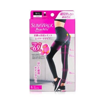 SlimWalk Compression Leggings for Sports (Sweat-Absorbent, Quick-Drying) - # Black (Size: M-L) 1pair SlimWalk Compression Leggings for Sports (Sweat-Absorbent, Quick-Drying) - # Black (Size: M-L) 1pair