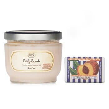 Sabon Sabon Body Scrub - Rose Tea & Nesti Dante Le Deliziose Natural Soap - Peach 2pcs Sabon Sabon Body Scrub - Rose Tea & Nesti Dante Le Deliziose Natural Soap - Peach 2pcs
