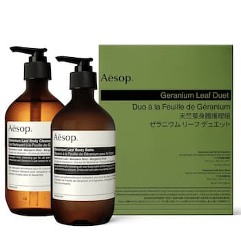 Aesop Geranium Leaf Duet Set (Geranium Leaf Body Cleanser 500ml & Geranium Leaf Body Balm 500ml) 1 Set (New) Aesop Geranium Leaf Duet Set (Geranium Leaf Body Cleanser 500ml & Geranium Leaf Body Balm 500ml) 1 Set (New)